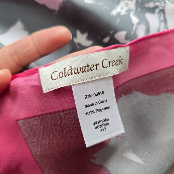 Coldwater Creek | gray pink floral print rectangle medium length scarf - Picture 2 of 6